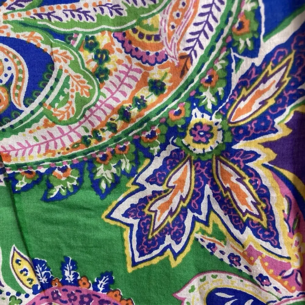 Ralph Lauren‎ Girls Green Purple Paisley Popover Shirt Size 10 Preppy Old Money